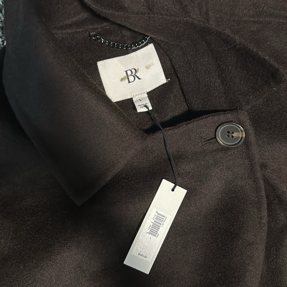 NWOT Banana Republic Chocolate Brown Oversized Double-Faced Wool Cape Coat - Picture 7 of 13